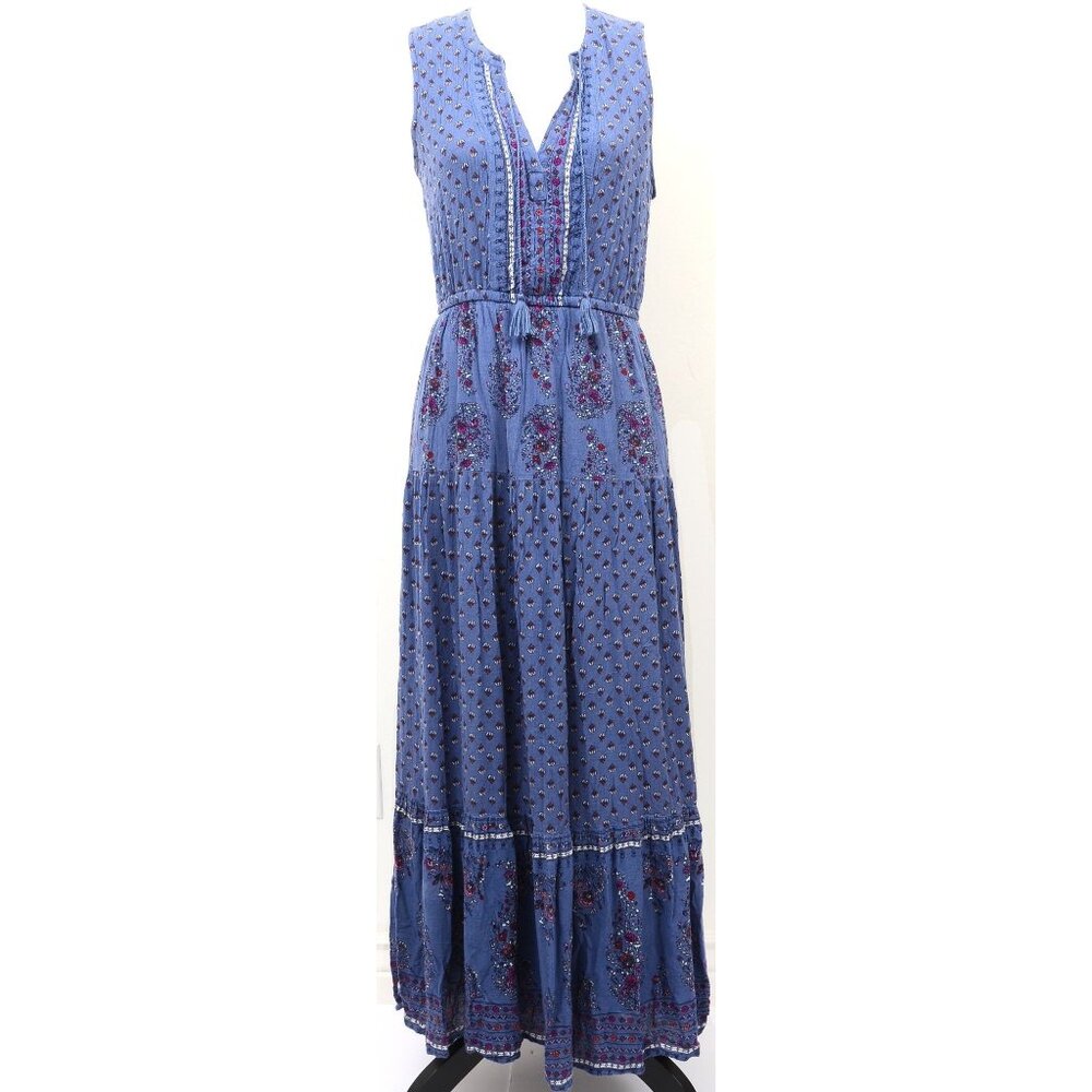 Old Navy Womens Blue Floral Maxi Sleeveless Dress Size M Boho Cotton Coastal